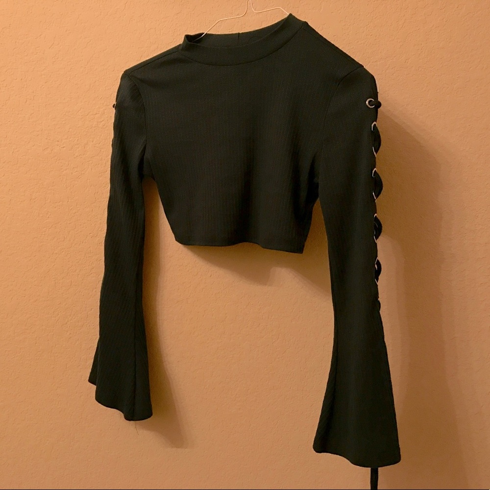 NWOT bell sleeve lace crop top